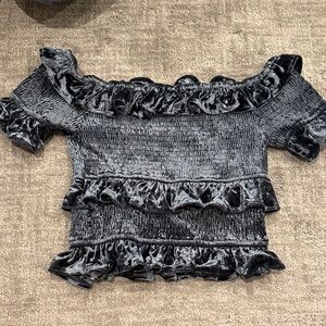 Elegant Off-Shoulder Ruffle Top - Black